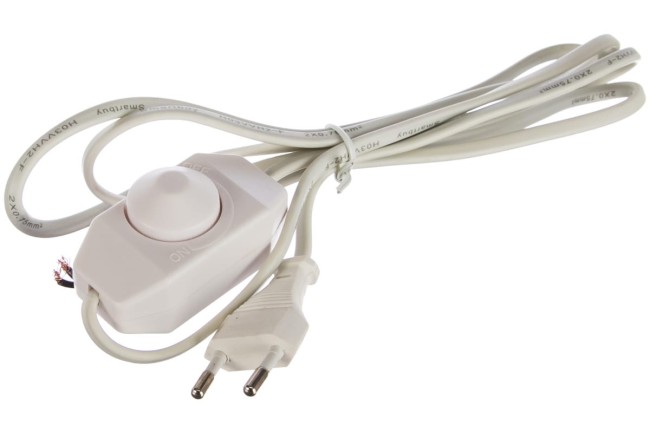 Шнур с плоской вилкой  и диммером SMARTBUY, 1,7 метра белый ШВВП 2х0,75мм2 (SBE-06-P07-w)