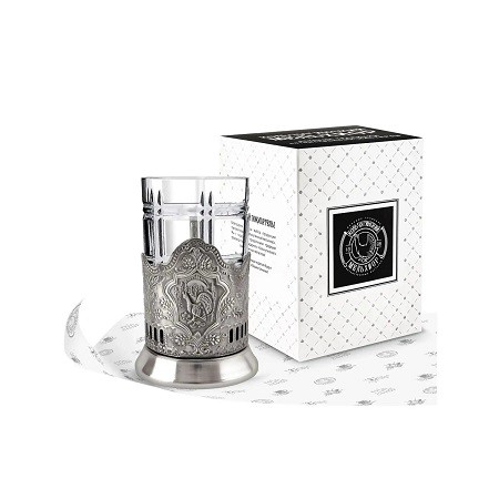 Набор для чая "Глухарь" никель с чернением НБС 7408/24