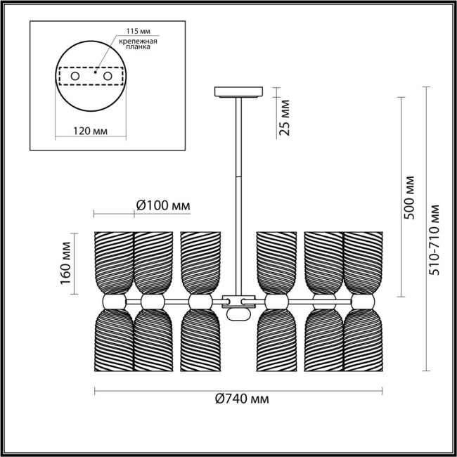 Люстрa потолочная 6511/12C MODERNI LN23 115 латунь E14 12*40W 220V MONROE