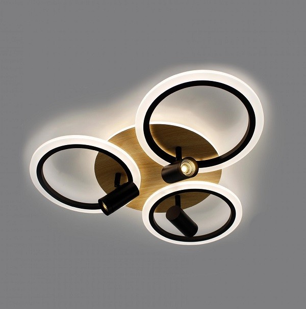 Люстра светодиодная SONNE downlight 80W 4R-APP-582x115-BLACK/WOOD/WHITE-220-IP20