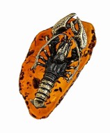 Сувенир "Рак", бронза,янтарь 1094