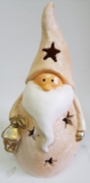 Дед мороз в колпаке с фонариком НФ023 Н-28cм,L-14cм