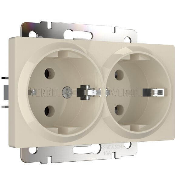 Розетка двойная с заземлением слоновая кость W1172003