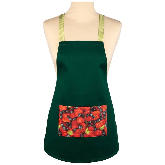 ФАРТУК МАЛЕНЬКИЙ ДЕКОРАТИВНЫЙ "ЯГОДКА" 850-605-47 ЗЕЛЁНЫЙ, 50%Х/Б 50%ПЭ,