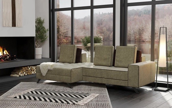 Рейн Диван-кровать с оттоманкой  мод 1011 (1У2, 9 кат. Беверли 03/Mr 3 (кант и подушки)) УФ-00007441