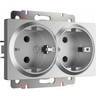 Розетка двойная с заземлением серебряный W1172006