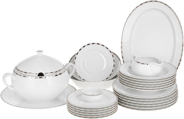 Столовый сервиз "Opal" 6/25; декор "Платиновые пластинки"; отводка платина БТФ0492