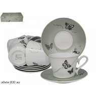 Чайный набор 12пр. 220 мл Butterfly 133-100 Фарфор зеленый