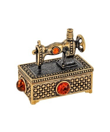 Сувенир "Сундук Швейная машина", бронза,янтарь 1879