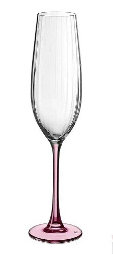 Рюмка для шампанского "COLUMBA OPTIC", 260 мл; розовая ножка (набор 2 шт) БСС0497
