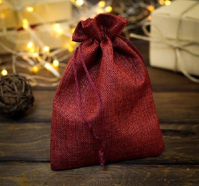 Мешочек подарочный из холщи, 15*21см, красный 2909478