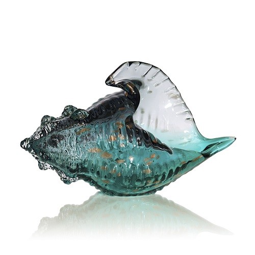 Стеклянная ракушка Perrota, зеленый, стекло, 22х10х14 см 398094