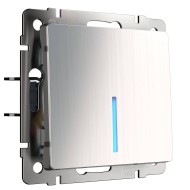 Выключатель одноклавишный с подсветкой глянцевый никель W1110102 Выключатель одноклавишный с подсветкой глянцевый никель W1110102