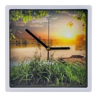 Настенные часы PF-WC-005 квадратные 22*22 см, белый корпус / озеро