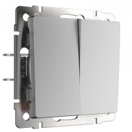 Выключатель двухклавишный серебряный W1120006