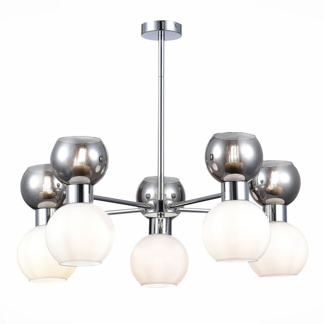 Люстра потолочная SLE1138-102-10 хром/белый, дымчатый E27 10*60W