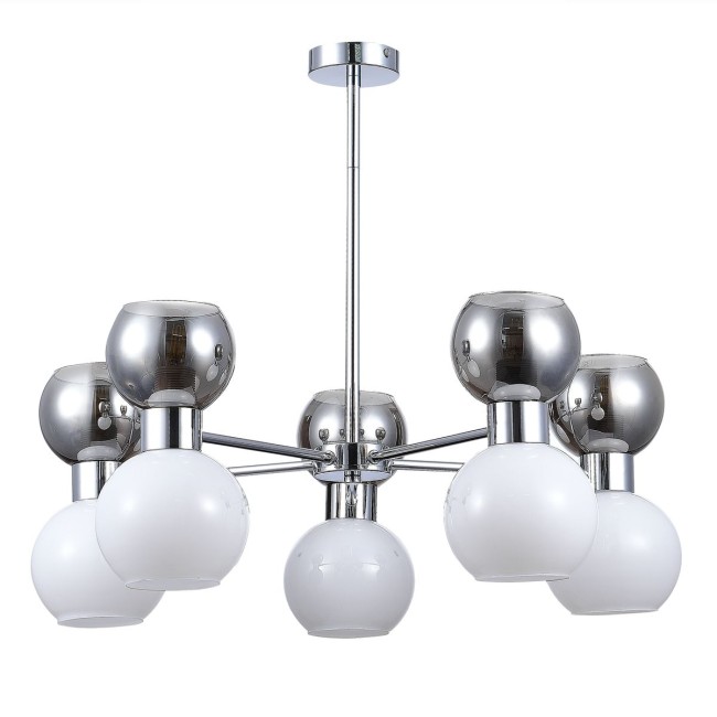 Люстра потолочная SLE1138-102-10 хром/белый, дымчатый E27 10*60W