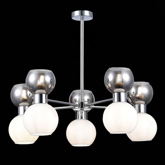 Люстра потолочная SLE1138-102-10 хром/белый, дымчатый E27 10*60W