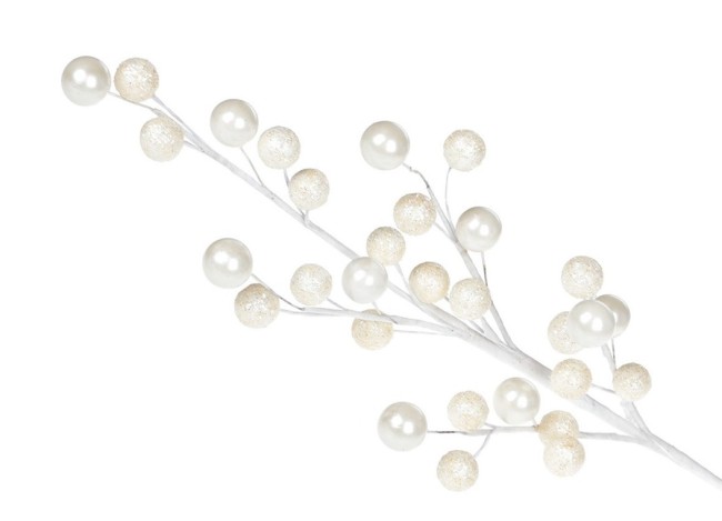 Ветка с бусинами (белый) 43см 839-378