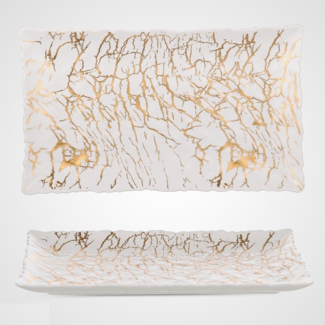 Блюдо-поднос керамическое золотистое DX191182A-G1