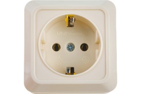 Розетка Олимп 1 мест. беж.(сл. кость) (земля, керам. осн.) Б-О0028
