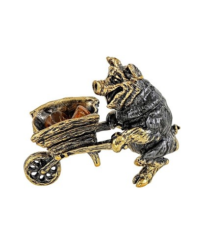 Фигурка "Поросёнок Золотоискатель", бронза 2075