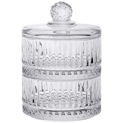 ЕМКОСТЬ ДЛЯ ХРАНЕНИЯ С КРЫШКОЙ 2 ЯРУСА "LINES" 10,5*15 СМ  691-088