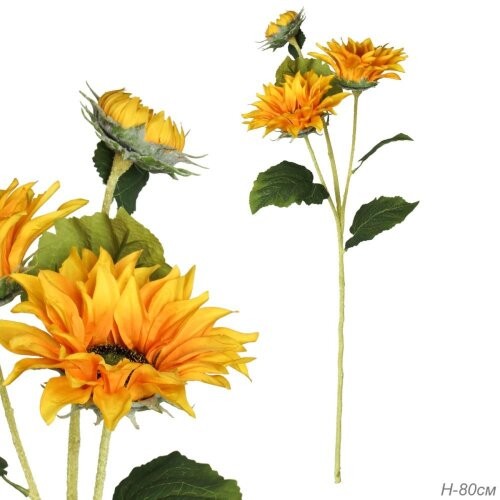 Цветок искусственный Подсолнух 724395 01105943 3 цветка, 80см. / CP-80 /, материал: пластик.