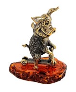 Фигурка "Поросёнок на самокате", бронза 2073