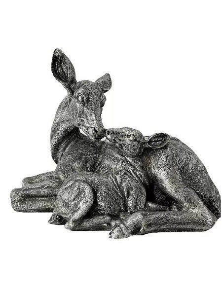 Косуля с малышом H-26см,L-36см(серебро) ФП323/1