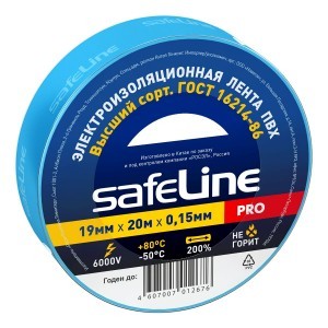 Изолента SAFELINE 19/20 ПВХ ,синяя, арт.9371
