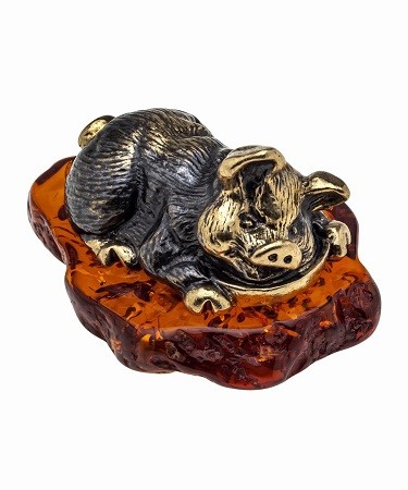 Фигурка "Поросёнок Обжора", бронза 995.1