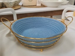 Хлебница на подставке "Круг." голубой, бежевый  74-112-1