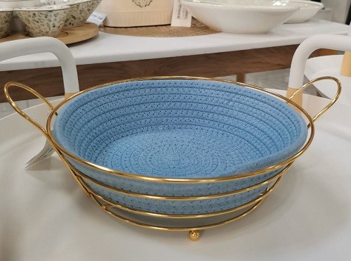 Хлебница на подставке "Круг." голубой, бежевый  74-112-1