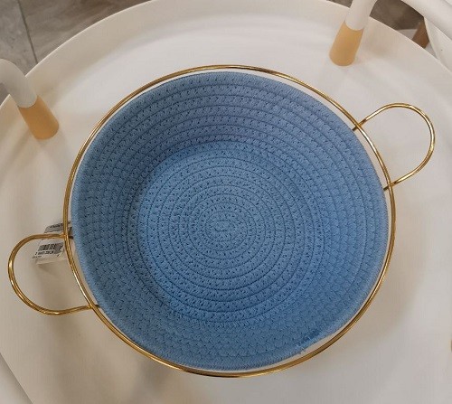 Хлебница на подставке "Круг." голубой, бежевый  74-112-1