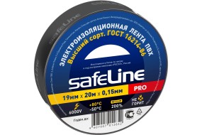 Изолента SAFELINE 19/20 ПВХ ,черная, арт.9366