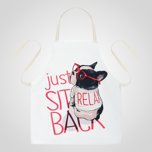 Фартук Cats & Friends белого цвета собачка в очках 55*68 см 00314