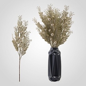 Декоративная ветка с шариками шампань 0505-2сер