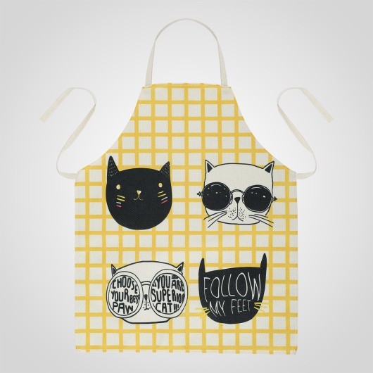 Фартук Cats & Friends желтого цвета с кошками в клетку 55*68 см 00332 Фартук Cats & Friends желтого цвета с кошками в клетку 55*68 см 00332