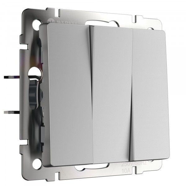 Выключатель трехклавишный серебряный W1130006