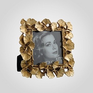 Золотистая фоторамка из полистоуна "Листья гинкго" S 2077-33G