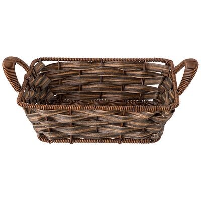 КОРЗИНКА С РУЧКАМИ 109-292  КОЛЛЕКЦИЯ "НАТУРЕЛЬ" ТЕМНОЕ ПЛЕТЕНИЕ 25Х20Х8/11 СМ