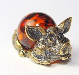 Фигурка "Поросёнок Хрюша", бронза 143