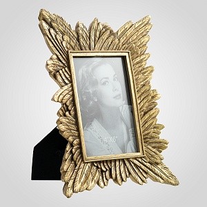 Золотистая фоторамка из полистоуна "Перо" M	150057-46G