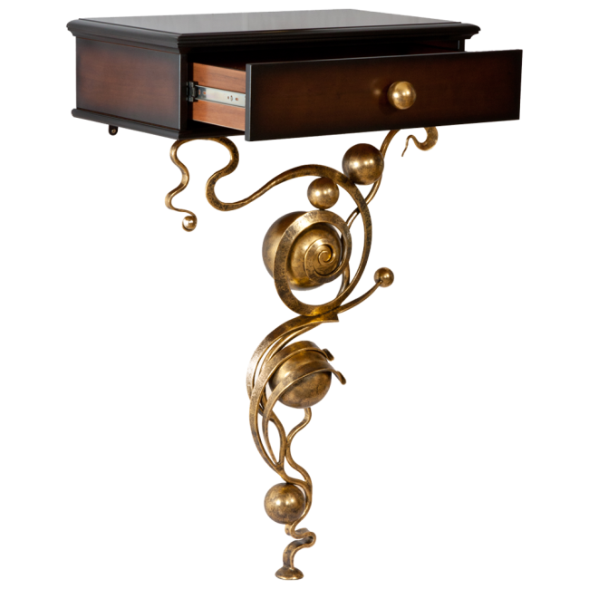 Стол "Heri" - 1 (пристенный) (Каштан, цвет ковки Амбер(Бр)) (артикул 15008)