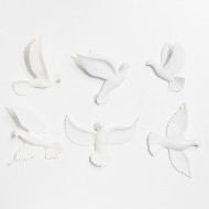 Декор настенный "Птички" 7422141 6 штук 14х23.5х6 см, белый