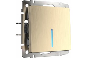 Выключатель одноклавишный с подсветкой шампань рифленый W1110110 Выключатель одноклавишный с подсветкой шампань рифленый W1110110