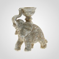 Фигурка Серебряный Слон подсвечник H-16см (Полистоун) 150020-F