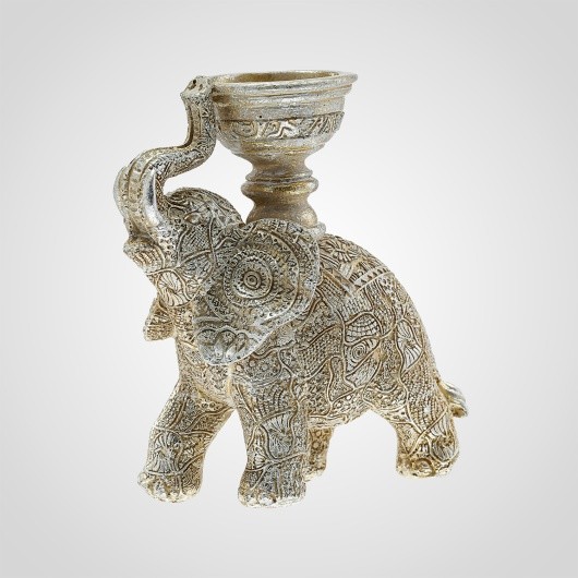 Фигурка Серебряный Слон подсвечник H-16см (Полистоун) 150020-F