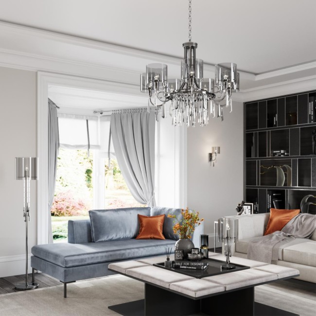 Люстра 4890/7 HALL ODL_EX23 91 черный хром/дымчатый/ металл/стекло E14 7*40W NICOLE